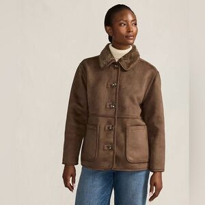 Land's End Reversible Faux Shearling Fleece Button Front Women's Jacket